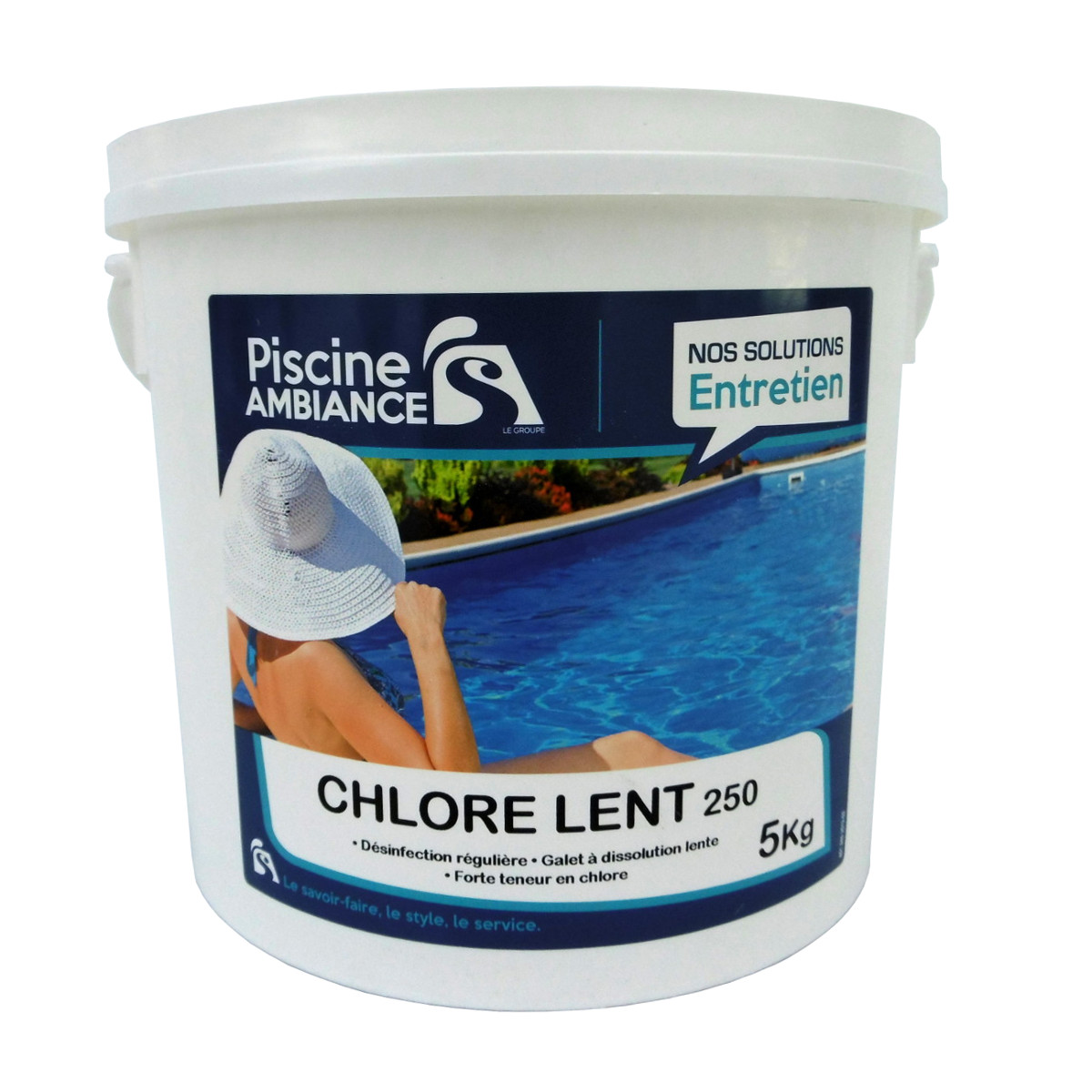 Chlore lent piscine, galet 5 kg